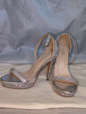 Forever 21 Silver Crystal Strap High Heel Sandals